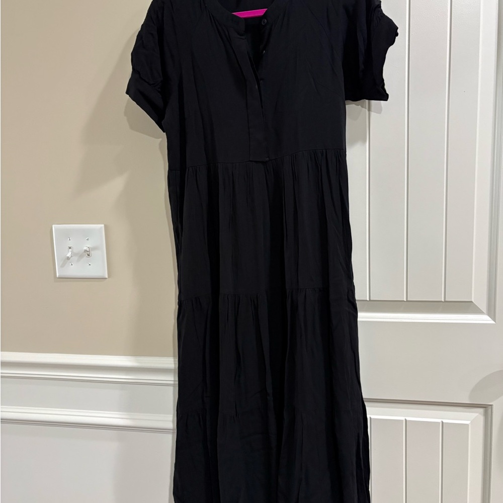 August Sky Black Midi Dress